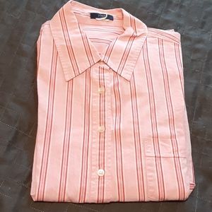 💼 J Crew pink stripes on pink blouse button up L
